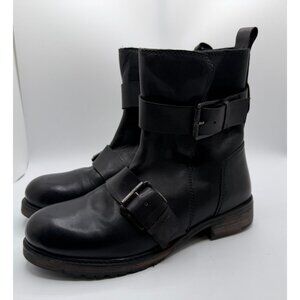 Vintage Foundry Co. Biker Bobbi Boots Women 8 Black Chunky Ankle Combat Shoes